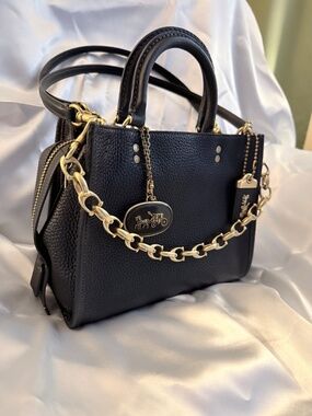 NWOT - Coach Rogue 25 Black/Black C3877 Marigold/Honey Suede interior